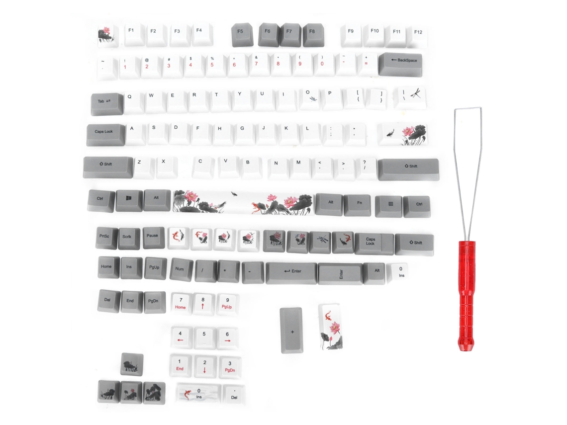 Teclas Pbt, 118 Teclas, Estilo Inglés Con Estampados De Animales, Para Teclado Mecánico Universal Para Juegos, Color Gris, Carpa.