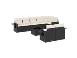 Maison Exclusive - Set De Sofás De Jardín 8 Piezas Y Cojines Ratán Sintético Negro