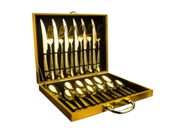 (juego De 24 Piezas - Dorado) Juego De Cubiertos De Acero Inoxidable, Cubiertos, Cucharas