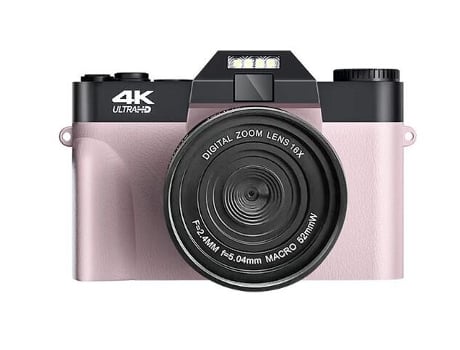 Cámara digital EZII DC08 4K F2.4 16X multiplicación Pantalla de 3 pulgadas Regalo de cumpleaños rosa
