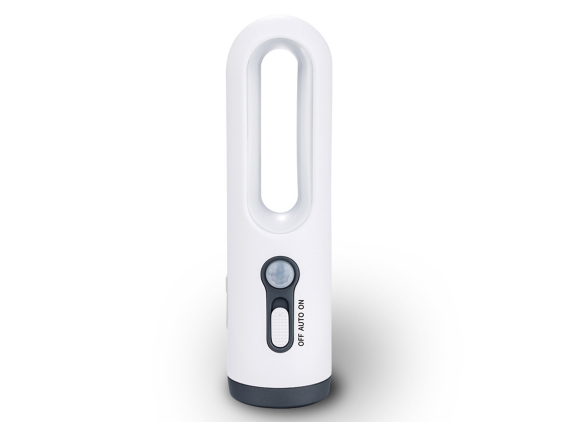 Luz nocturna 2 en 1 luz LED portátil con sensor de movimiento linterna para interiores luz nocturna con pilas luz recargable con sensor de atardecer a amanecer (blanco) IKIKSO