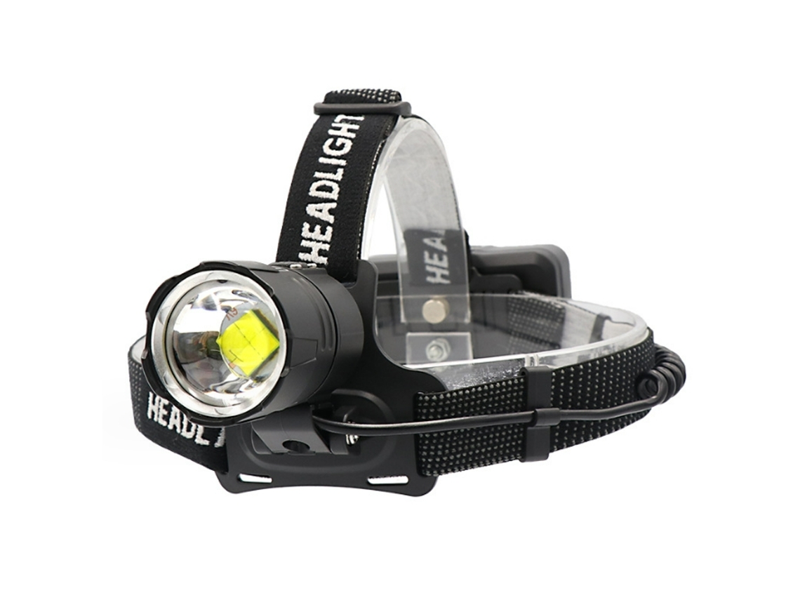 Linterna Frontal Carga USB Pantalla de alimentación Lente Grande Luz Fuerte Adecuada para Caminatas Acampar y Patrullar Negro YEMAESRE