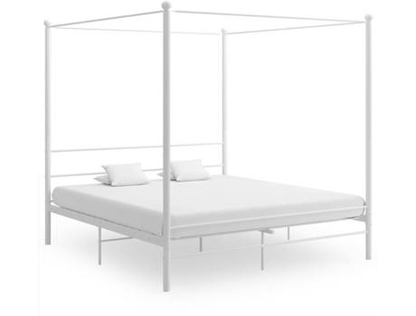Estructura de cama con dosel VIDA XL metal blanco (180x200 cm)