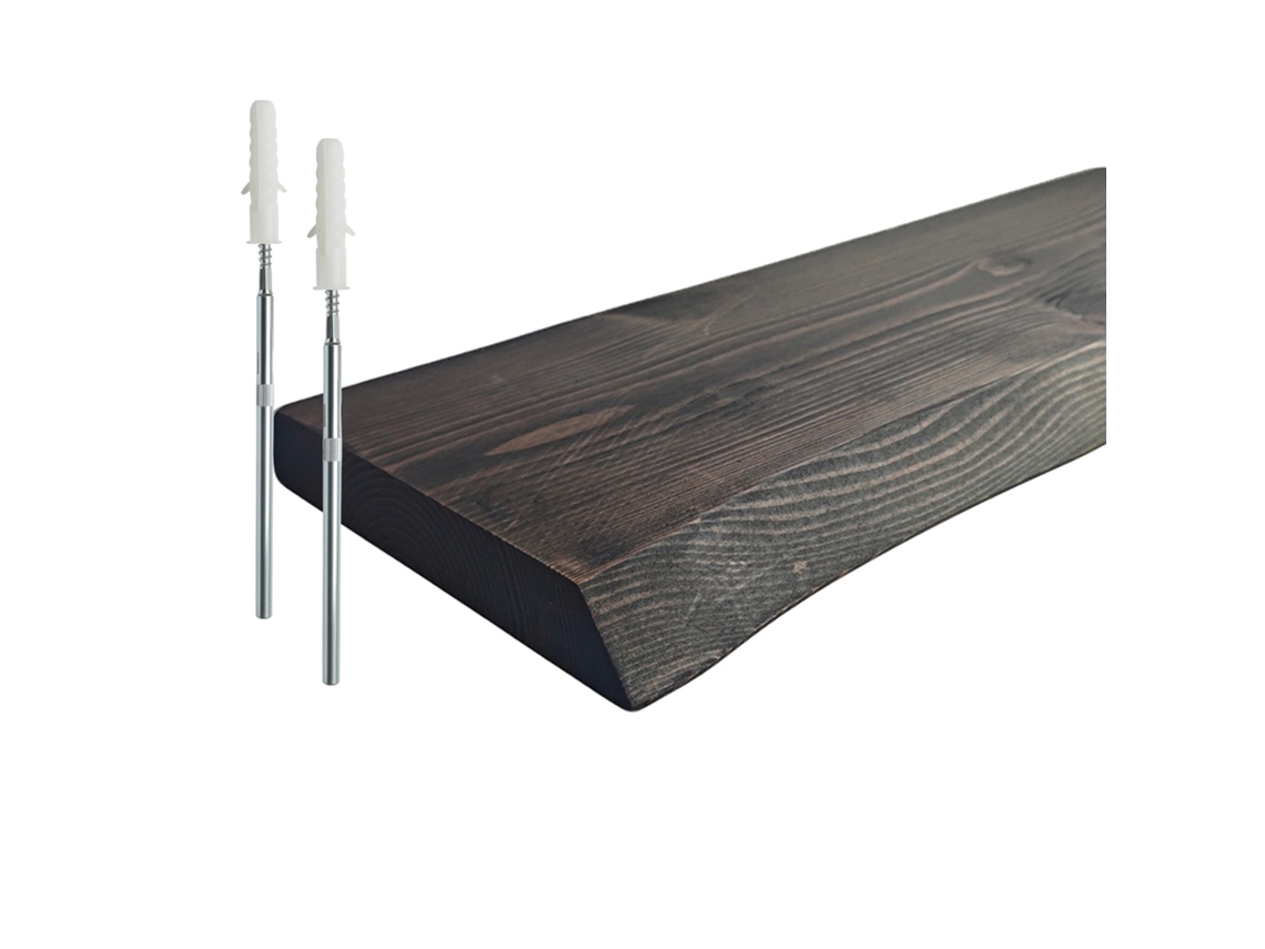Estantería De Pared Relaxdays, Canto Natural, 3x60x22 Cm, Estante Flotante Rústico, Madera Maciza De Pino, Negro