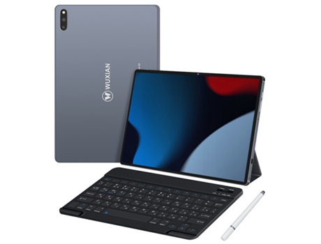 Tablet WUXIAN M33 + Teclado Bluetooth + Funda de cuero + Bolígrafo (10.1'' - 64 GB - 4 GB RAM - Wi-Fi-GPS-4G - gris)