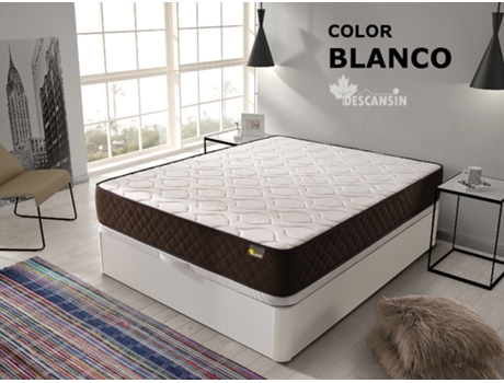 Pack Colchón y Canape Abatible DESCANSIN Maxima Comodidad y Gran Almacenaje (160 x 200 - Blanco)