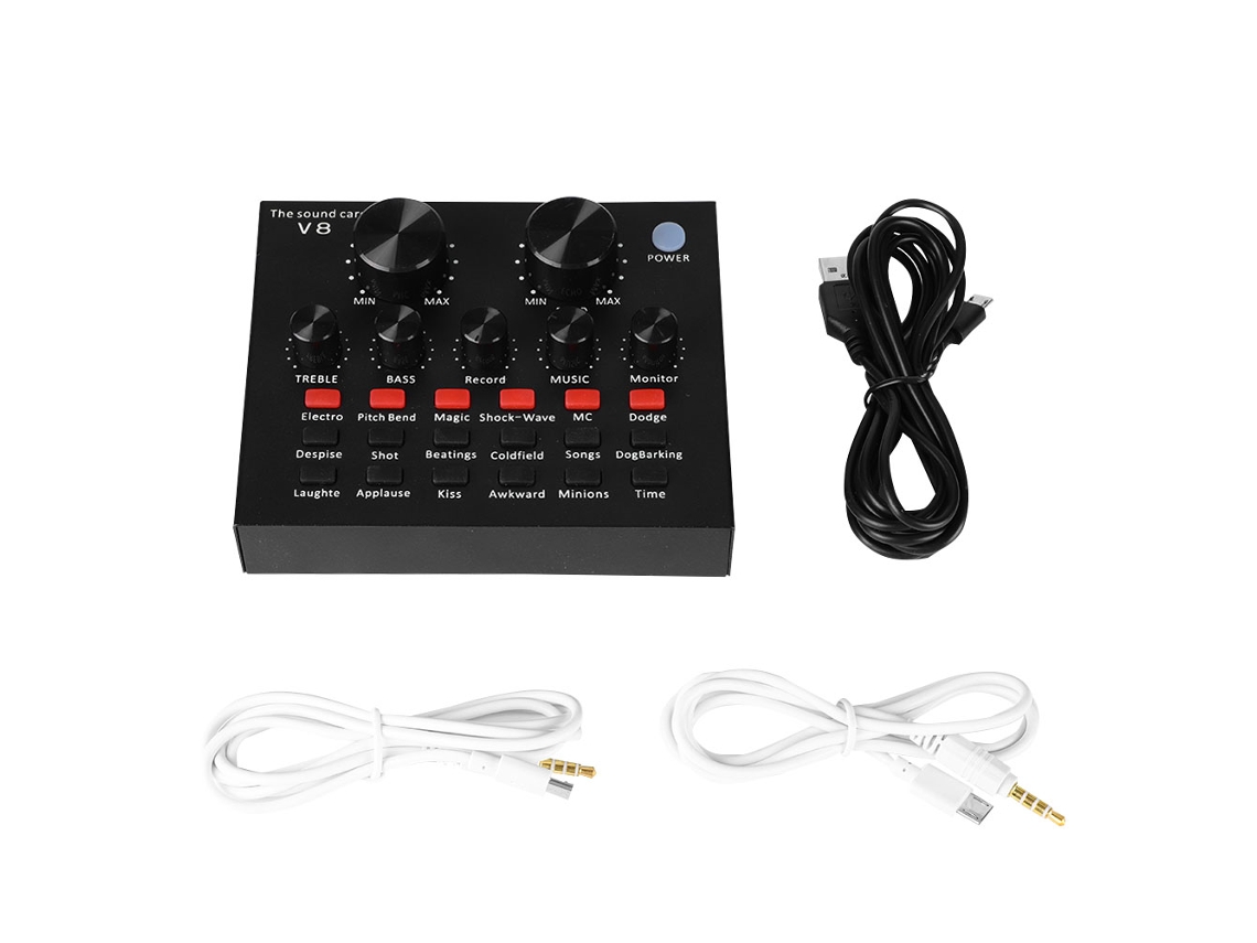 Tarjeta De Sonido En Vivo Multifuncional V8 Con Volumen Ajustable Inteligente Y Efectos De Sonido Divertidos