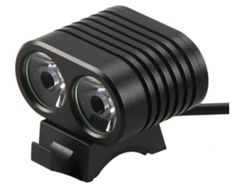 Luz delantera para bicicleta (2 LED T6, 8000 lúmenes), color negro