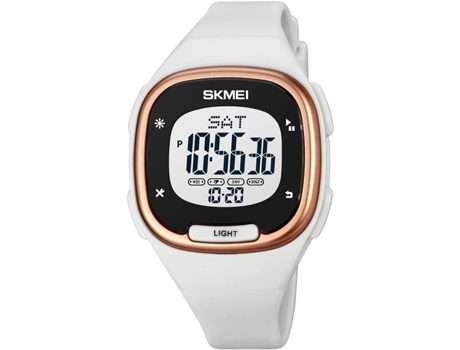 VENAXIN Reloj digital cuadrado con alarma multifuncional y correa de PU impermeable-Blanco VEANXIN