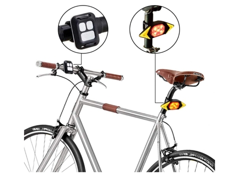 Luces de bicicleta, indicadores de bicicleta con control remoto inalámbrico USB recargable, luces de bicicleta impermeables (negro) CHRONUS