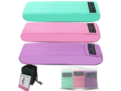 2026-3pcs Cintas De Resistencia De Tela Para Yoga Antideslizantes Para Sentadillas Y Glúteos Ejercicio Físico Verde Rosa Morado