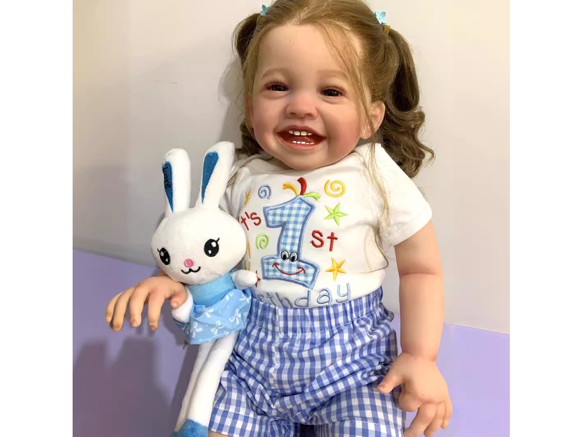 Muñeca bebé renacida de simulación de 60 cm, muñeca de juguete de algodón