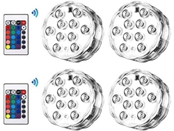 Luz subacuática impermeable Rgb luces LED que cambian de color para jarrón base fiesta Navidad piscina Halloween Navidad 4 unidades CHRUI