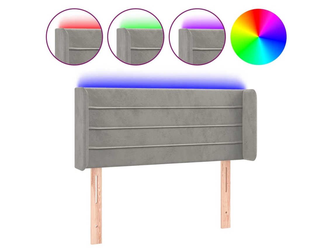 Maison Exclusive - Cabecero Con Led De Terciopelo Gris Claro 93x16x78/88 Cm