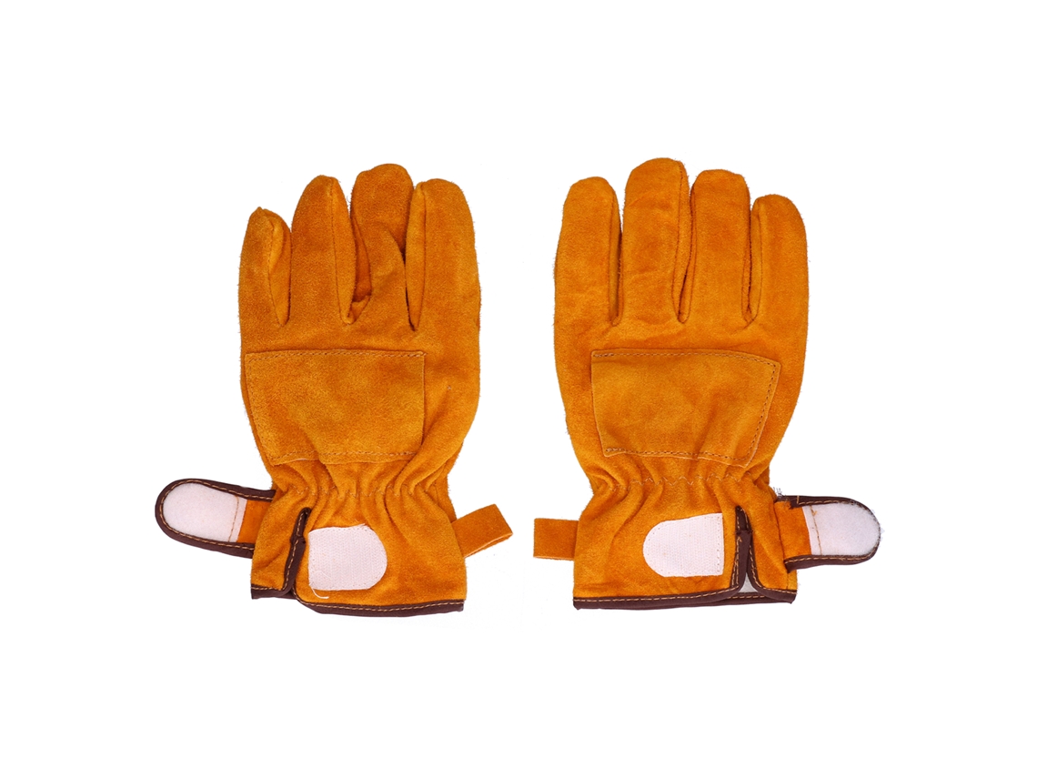 Guantes amarillos, resistentes a altas temperaturas y al fuego, para acampar y hacer barbacoas. Sin marca.