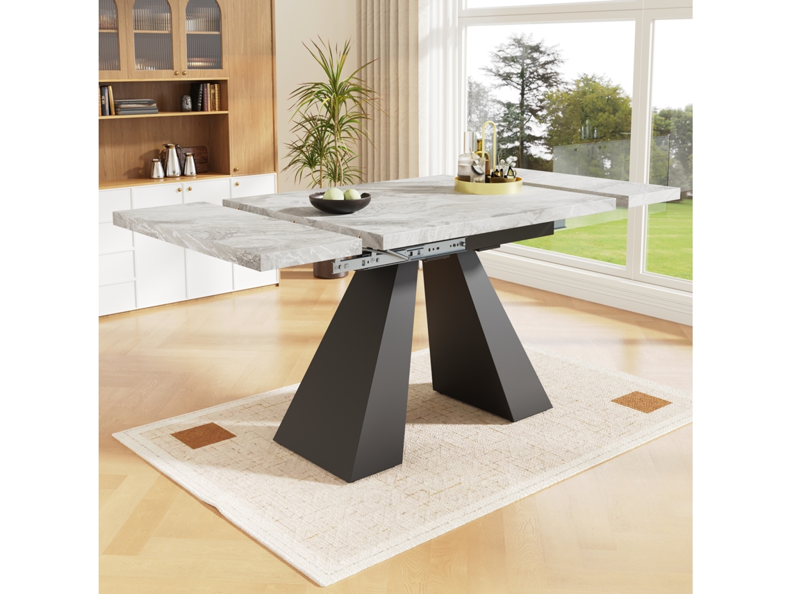 Mesa Extensible Telescópica 99-159×74cm - Diseño Flexible Y Ahorra Espacio - Gris