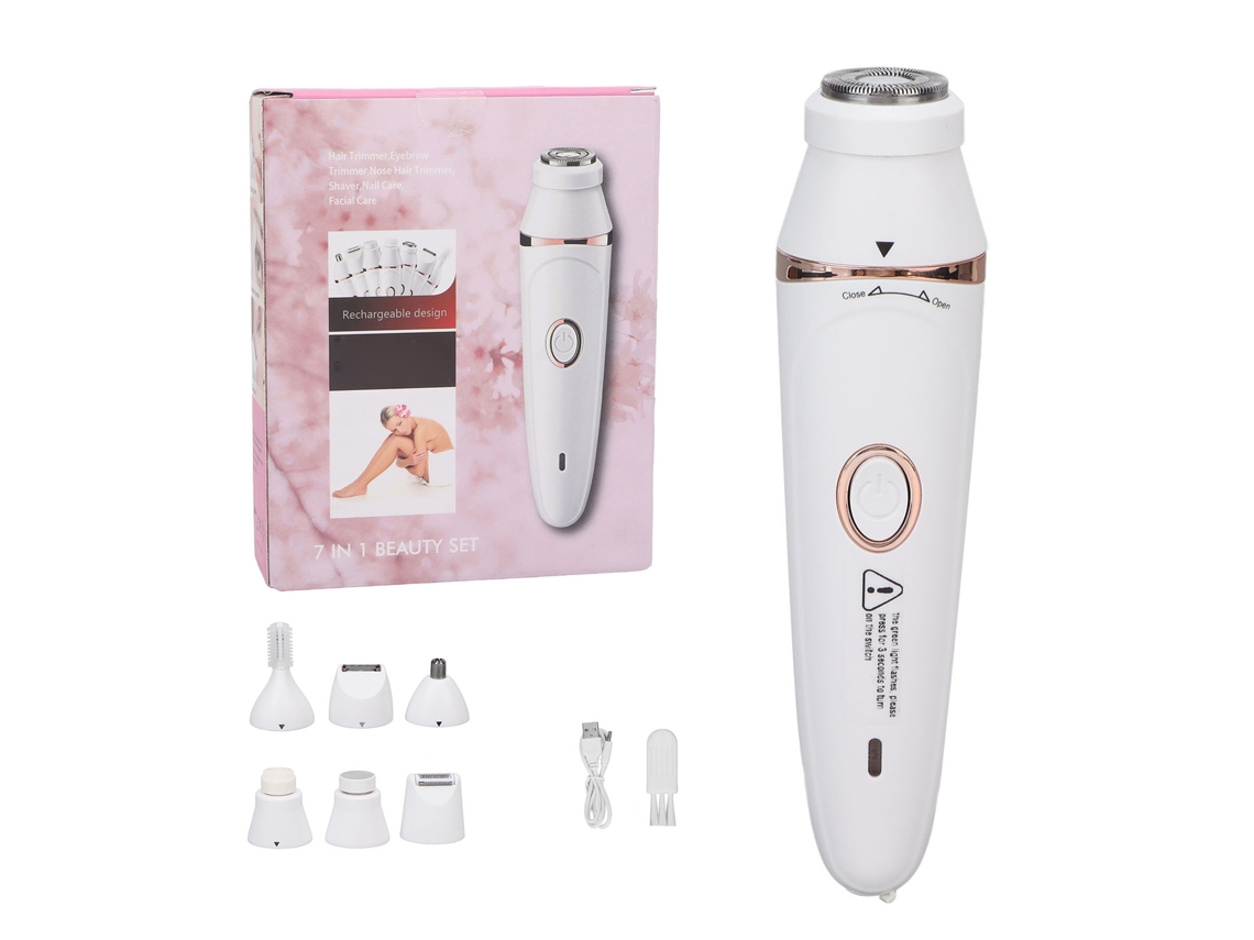 Afeitadora Eléctrica 7 En 1 Usb Lavable Entera Blanca Recargable Inalámbrica Cortadora De Pelo