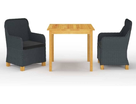 Conjunto 3 de comedor para jardín VIDAXL gris oscuro