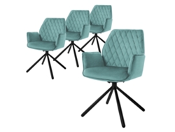 Conjunto 4 X Cadeiras de Jantar em Veludo Verde Sálvia com Assento Giratório Ergonómico ML-DESIGN