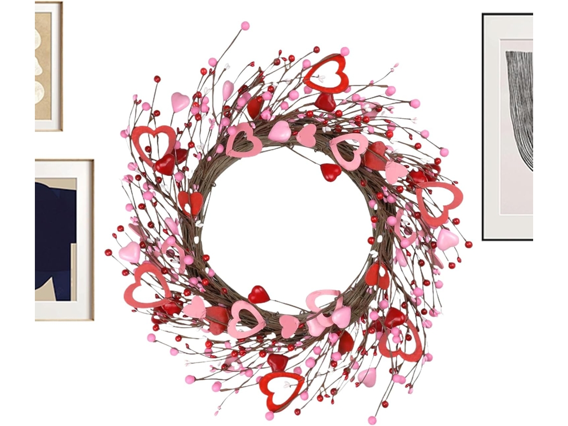 Corona De San Valentín | Bonito Panel Decorativo De Pared Con Forma De Corazón Para Fiestas |