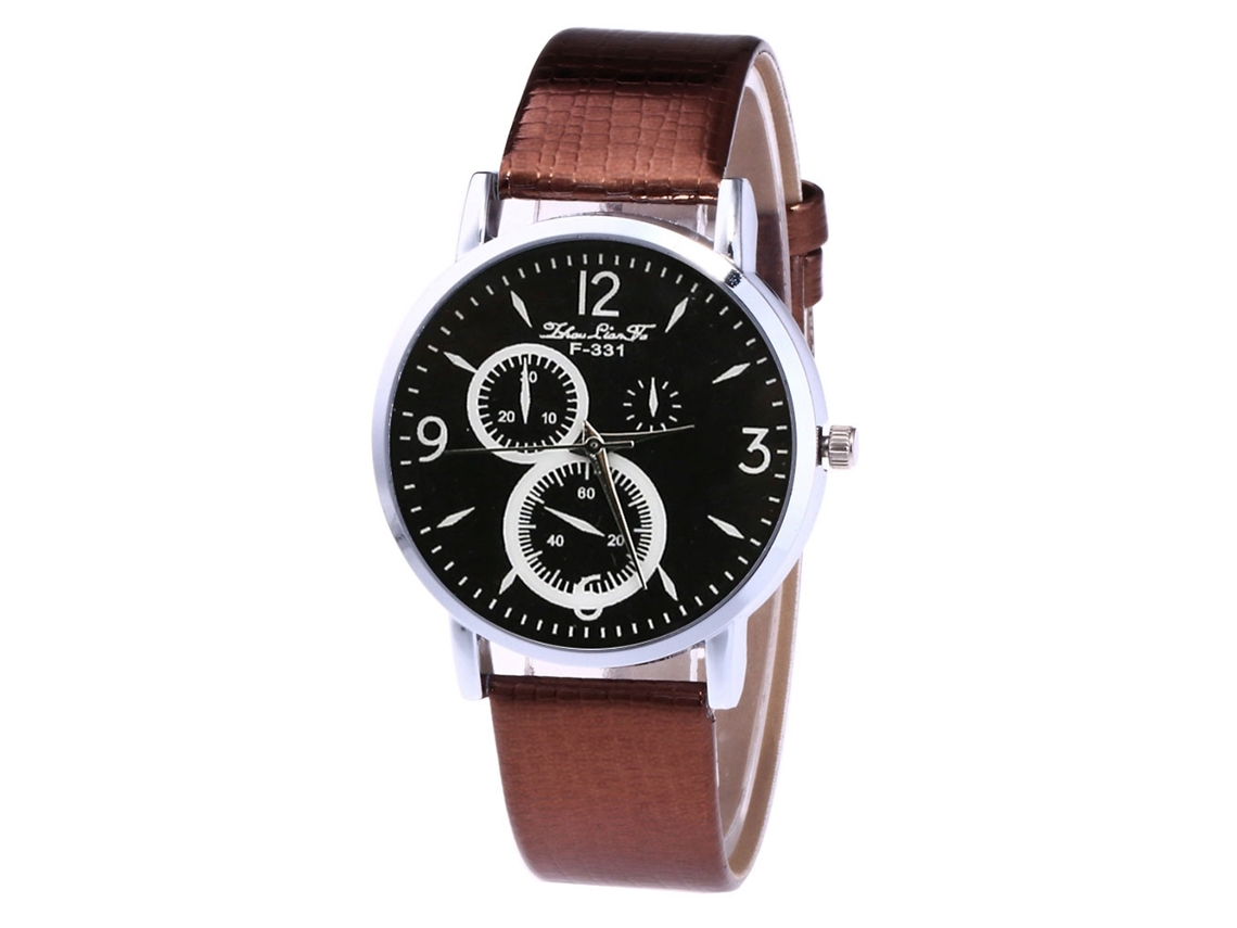 Reloj De Cuarzo Para Hombre Y Mujer Con Correa De Cuero Pu Casual Clásico Café