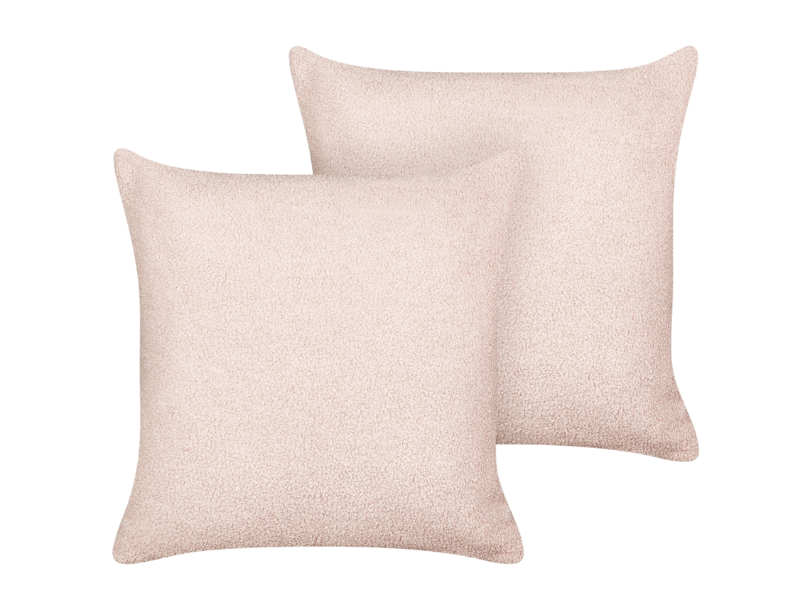 Cojines decorativos de estilo moderno BELIANI Leuzea de Bouclé Rosa 45x45x4