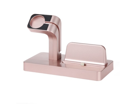 Estación de acoplamiento inalámbrica Portátil SLOWMOOSE 2 en 1 para Apple Watch y Iphone (Rosa dorado)