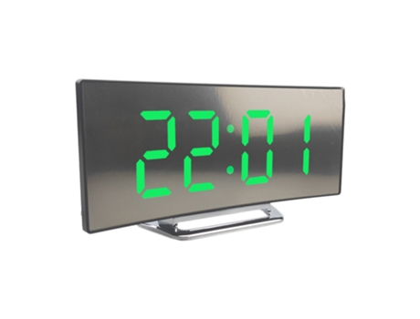 Reloj electrónico de pantalla curva creativa reloj de espejo LED de pantalla grande despertador silencioso ELKUAIE