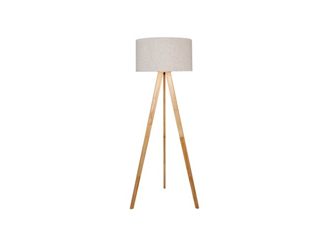 Lámpara de pie Edm E27 de madera y tela
