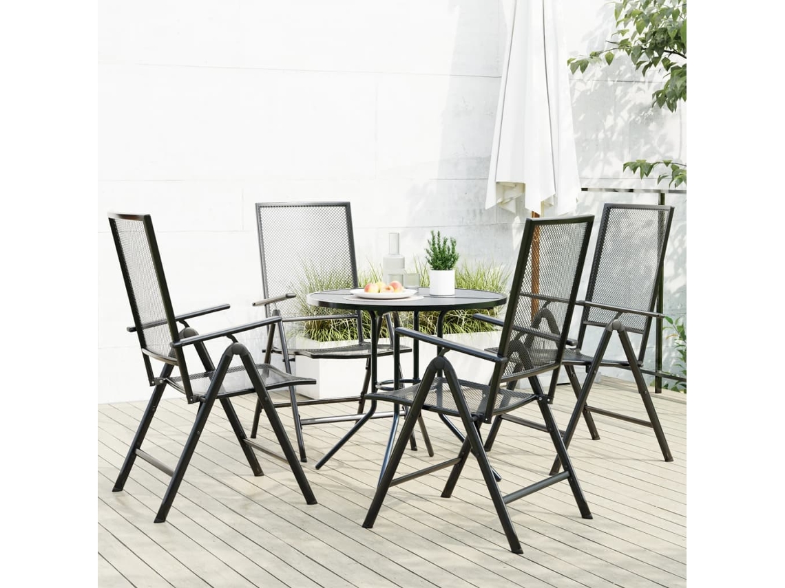 Conjunto de jardín reclinable de 5 piezas DKD Home Decor, acero con recubrimiento en polvo antracita