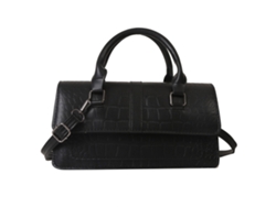 Bolso De Hombro Para Mujer De Piel Sintética Estampada Con Correa Ajustable Y Asa De Mano Negra.