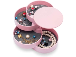 Organizador de joyas Linjou 2026, caja de almacenamiento giratoria de 4 niveles, rosa.