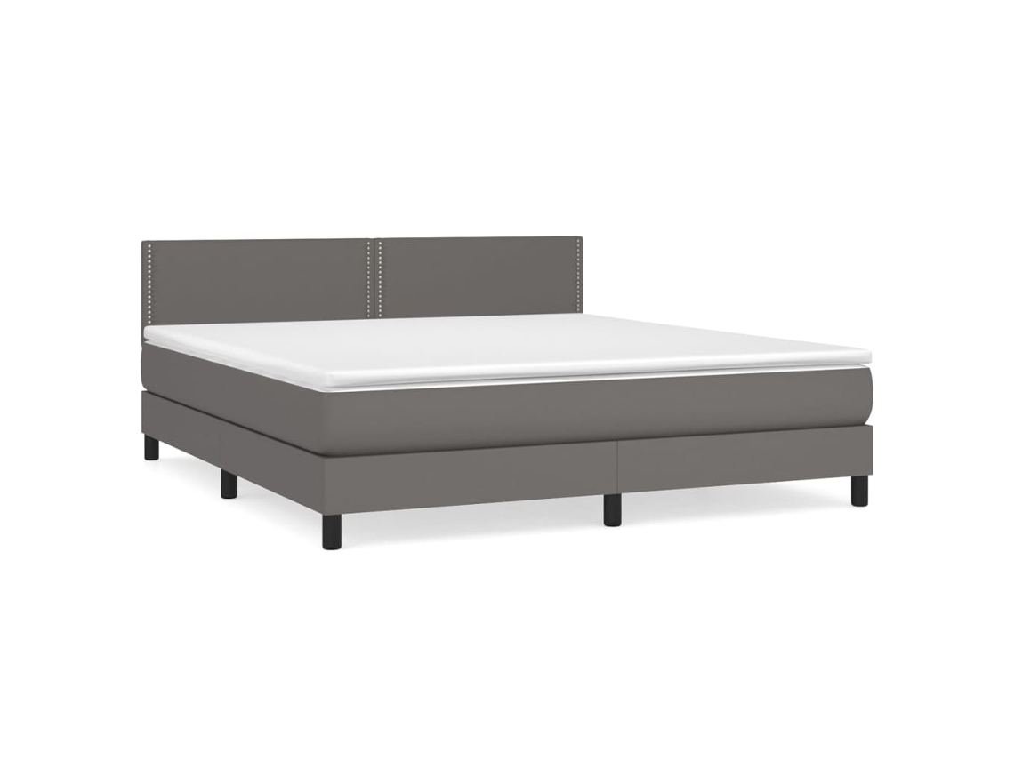 Maison Exclusive - Cama Box Spring Con Colchón Cuero Sintético Gris 180x200 Cm
