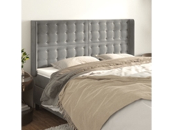 Cabecero Con Orejas De Terciopelo Gris Claro 163x16x118/128 Cm
