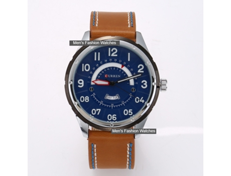 Relojes para Hombre Relojes de Pulsera de Cuarzo Banda de Cuero Reloj de Pulsera Informal para Agua para Hombre-Concha Blanca Azul LUUCOZK