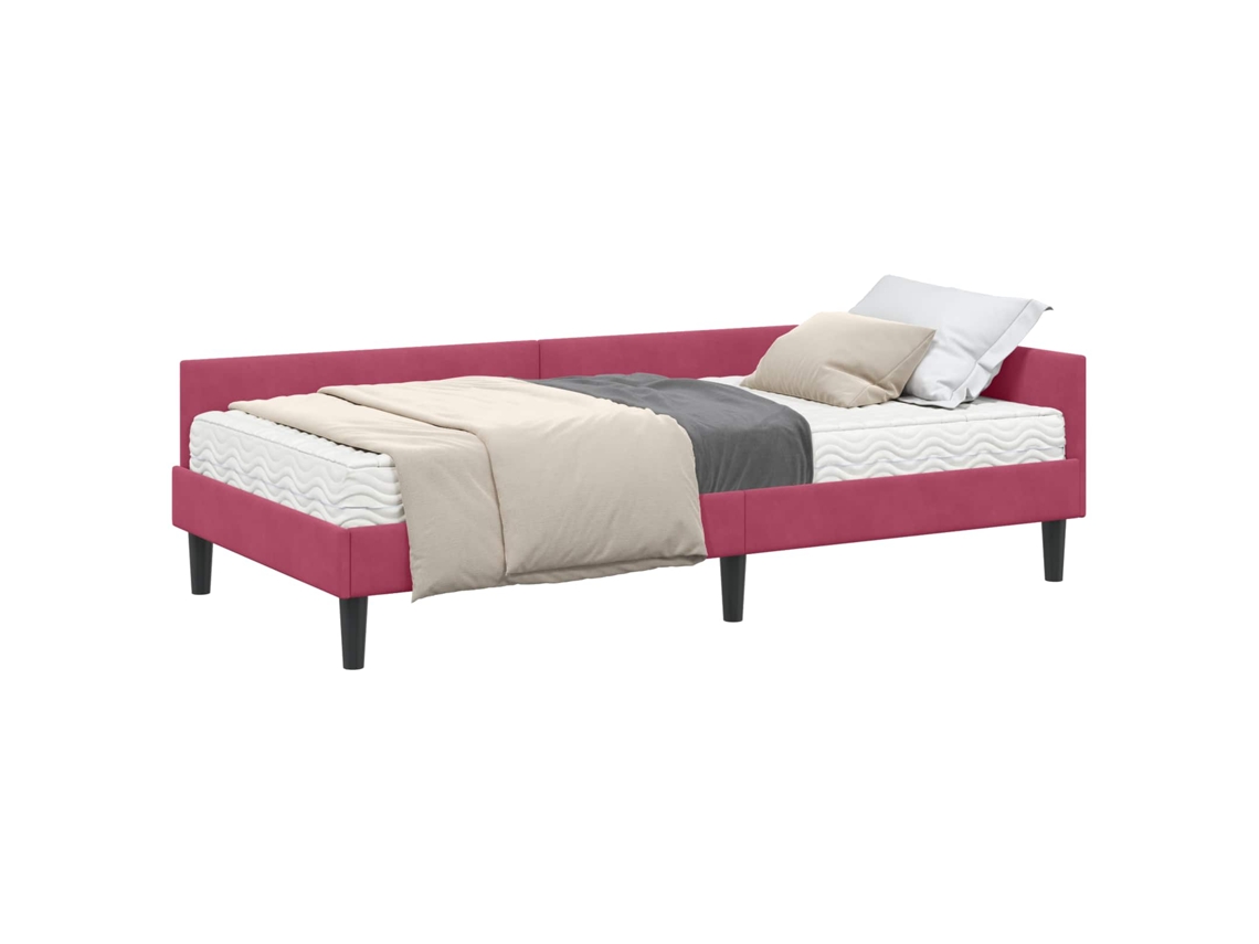 Maison Exclusive - Estructura De Cama Esquina Con Colchón 2 Pcs Verde Terciopelo