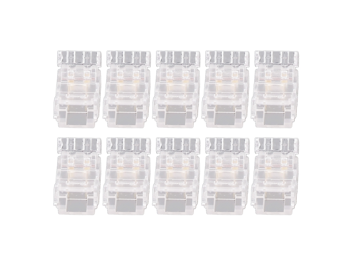 2026-10 Piezas Conector De Cable Para Tira Led Cob 2pin 8mm Transparente Sin Soldadura Para Hogar Oficina Escuela