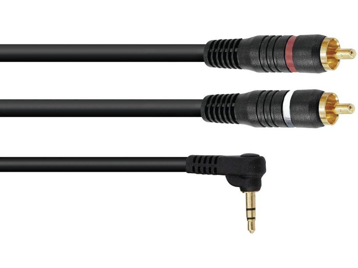 Cable Adaptador OMNITRONIC 3.5 Jack 90°/2xRCA 3m bk