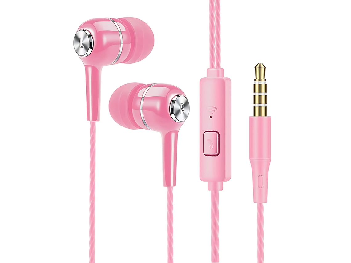 Auriculares Con Cable (rosa) Con Micrófono, Estéreo Hifi Con Graves Potentes.