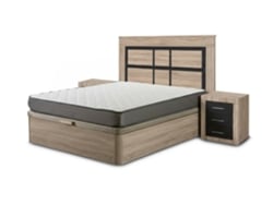 Pack Cama Canape, Cambria, 150cm Colchón Cabecero Y 2 Mesitas De Noche, Cambria Y Grafito
