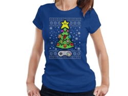 Camiseta Retro Jogos Console Árvore de Natal Feminina GOKOCO