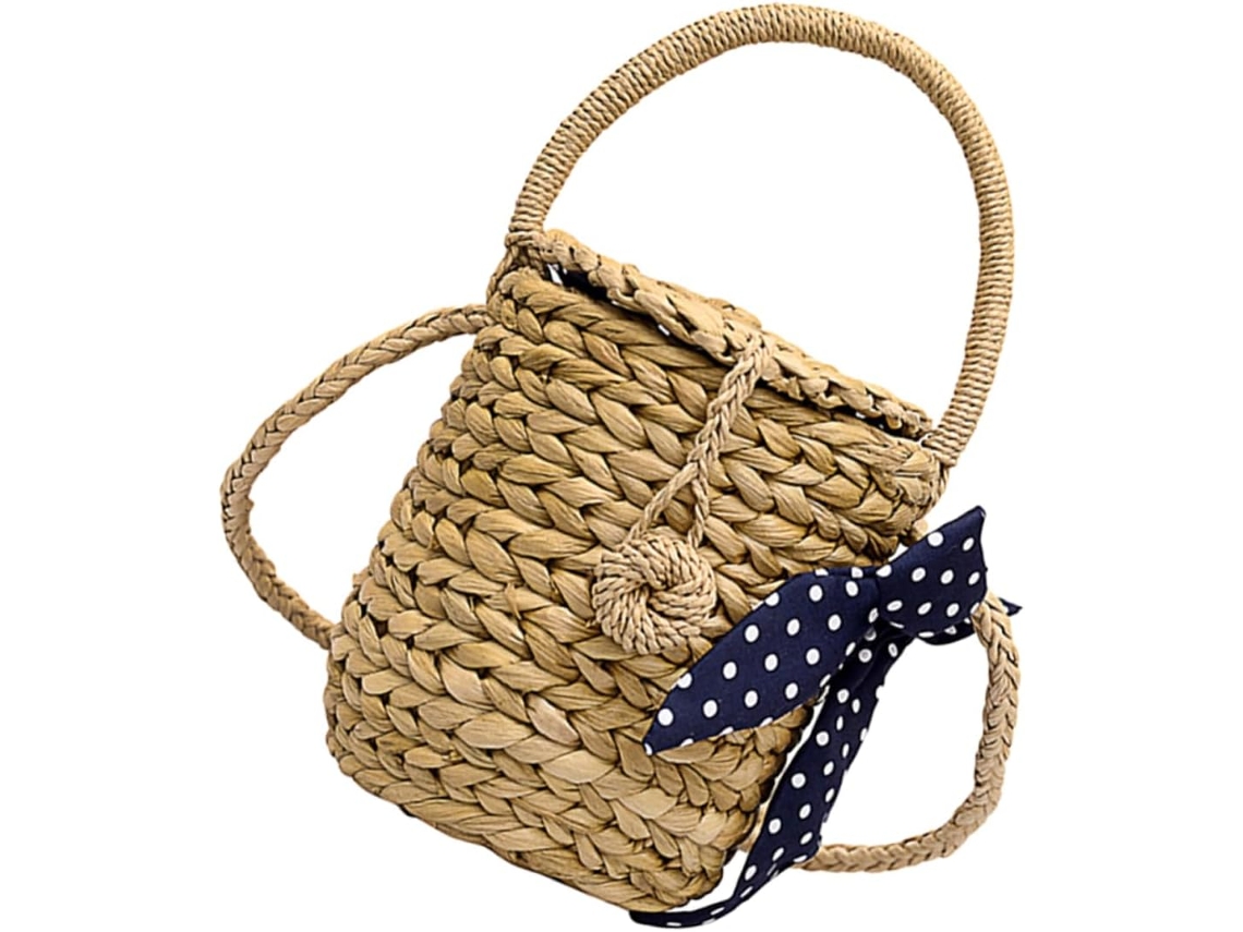 Bolsa De Palha Trançada, Estilo Ombro, Com Franjas, Ideal Para Praia. Reutilizável E Com Design Simples.