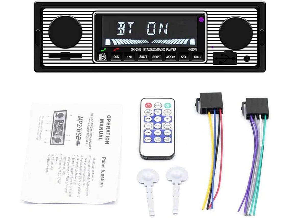 Autoestéreo Retro De 1 Din Para Automóvil, Audio Bluetooth Usb/sd/aux