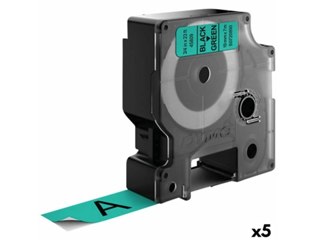Cinta Laminada Para Etiquetadora DYMO D1 (Negro Y Verde - 5 Unidades - 19Mm)