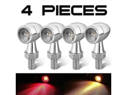 Luces de señalización LED Rebe para motocicleta, cromadas, 12V, DRL, freno, intermitentes para Honda, Suzuki, Kawasaki, 4 piezas, rojo y amarillo