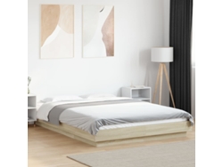 Estructura Cama Con Luces Led Madera Roble Sonoma 120x190 Cm