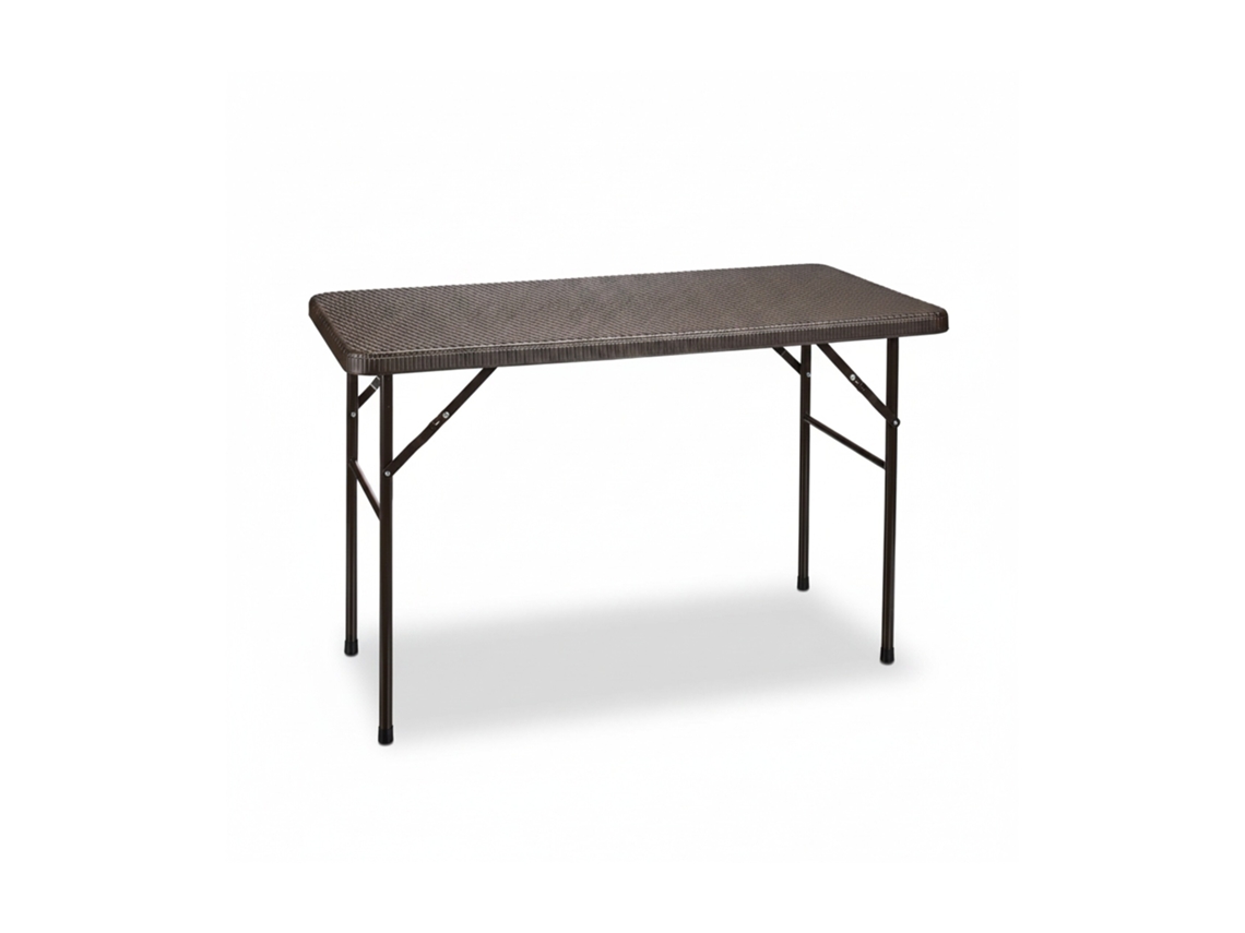 Relaxdays Mesa Terraza Plegable Bastian, Rectangular, 74x121,5x61,5 Cm, Efecto Ratán, Exterior, Mesita Jardín, Marrón