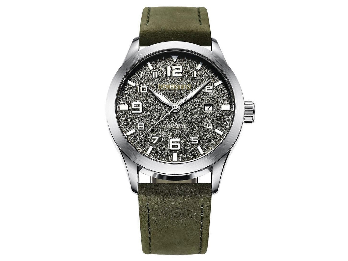 Reloj de moda Ochstin 62028, mecánico automático, resistente al agua, estilo casual para hombre, con calendario y correa de cuero (negro).
