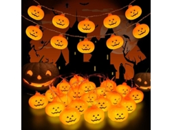 Luces De Halloween Con Forma De Calabaza, 2,5 M, 20 Led Naranjas Con 2 Modos - Ip65, Funciona Con Pilas