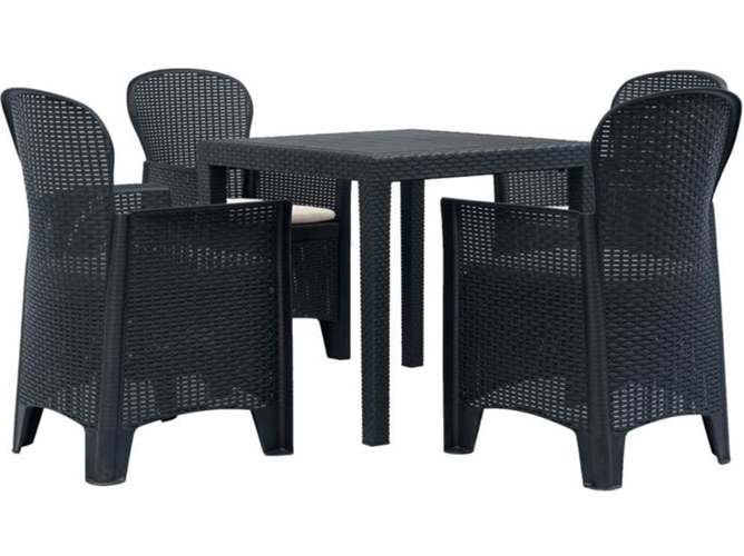 Conjunto 5 Muebles De Jardin VIDAXL Antracita Plástico
